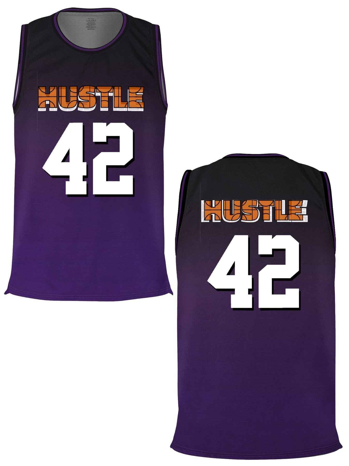 Hustle 42 Adult Purple Basketball Jersey | Ships From USA