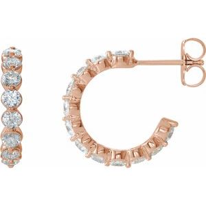 14K Rose Gold 1 3/8 CTW Natural Diamond 16.5 mm Hoop Earrings