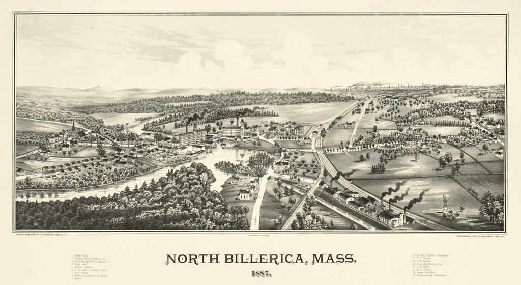 Vintage Map of North Billerica, Massachusetts 1887