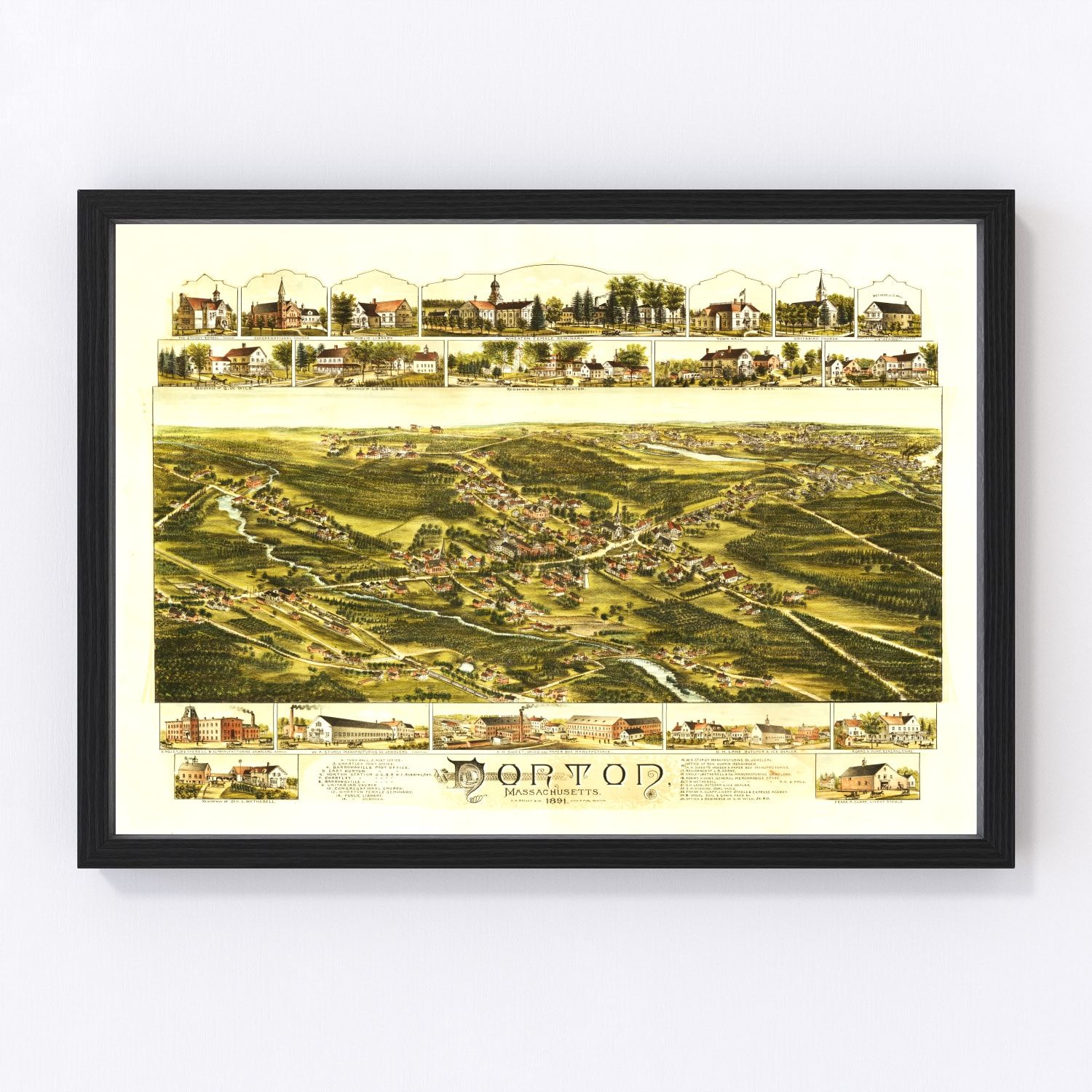 Vintage Map of Norton, Massachusetts 1891