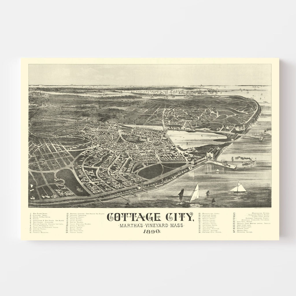 Vintage Map of Cottage City, Massachusetts 1890
