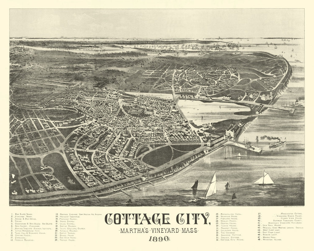 Vintage Map of Cottage City, Massachusetts 1890