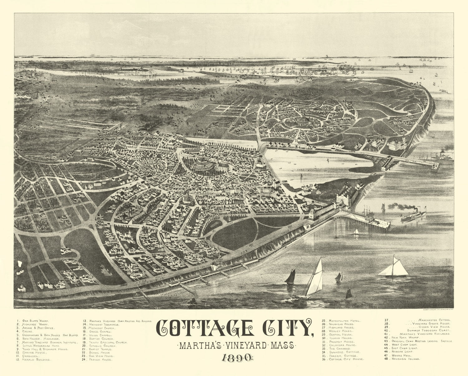 Vintage Map of Cottage City, Massachusetts 1890