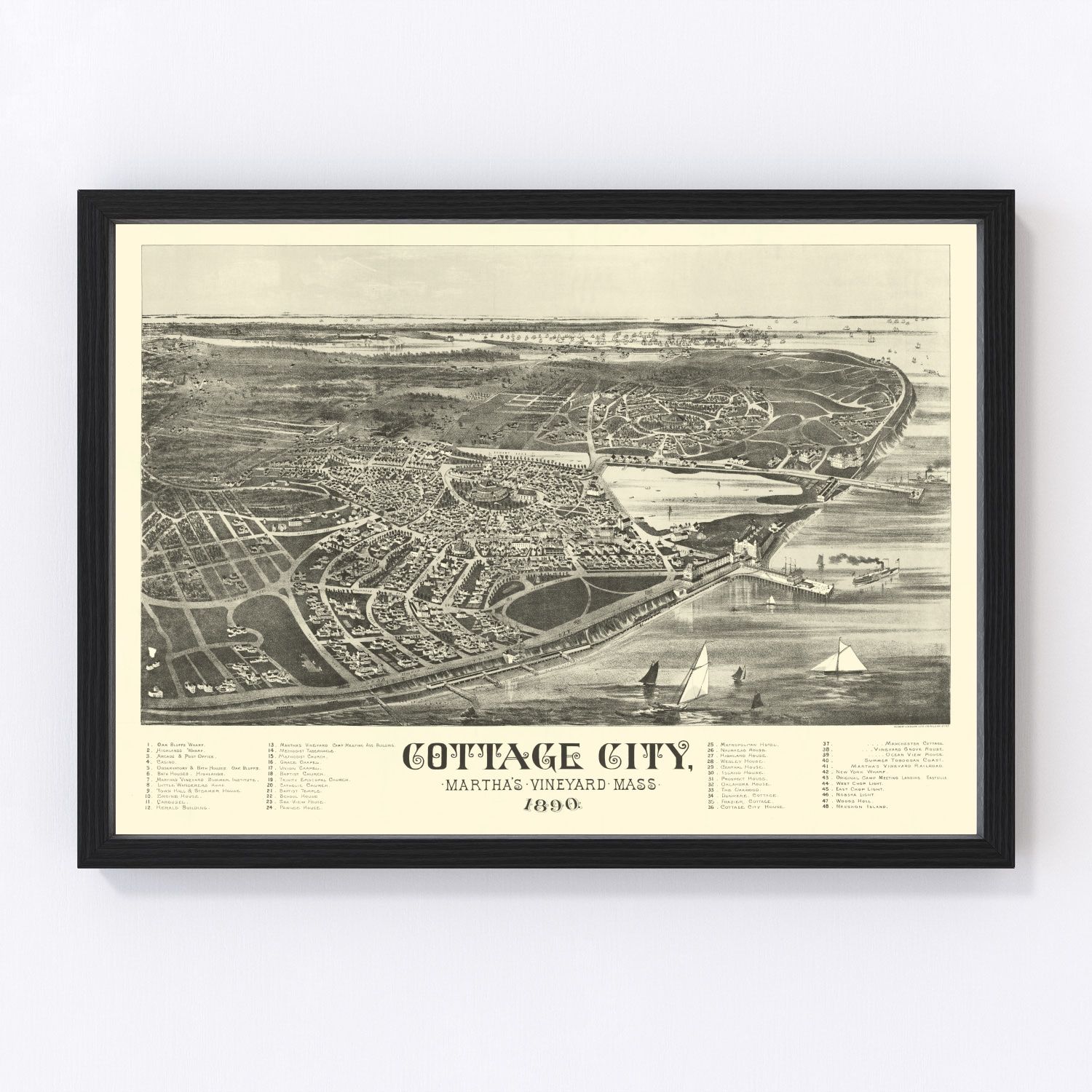 Vintage Map of Cottage City, Massachusetts 1890