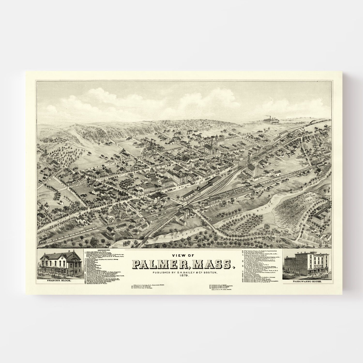 Vintage Map of Palmer, Massachusetts 1879