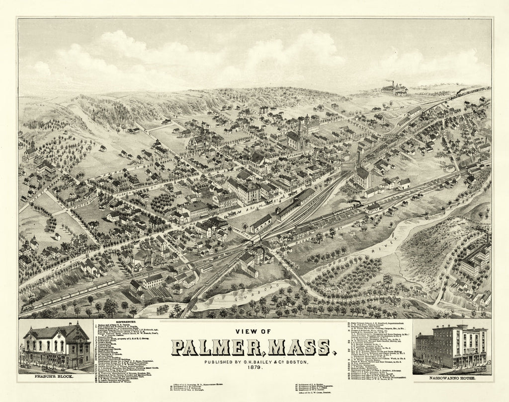 Vintage Map of Palmer, Massachusetts 1879