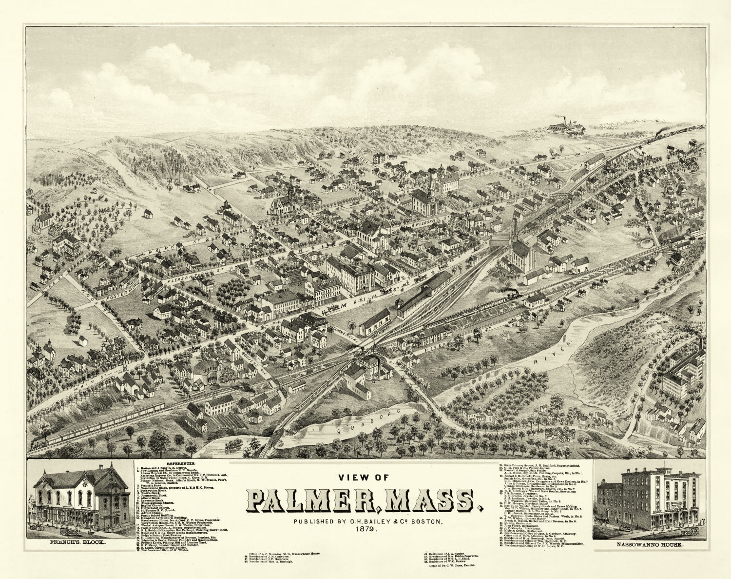 Vintage Map of Palmer, Massachusetts 1879