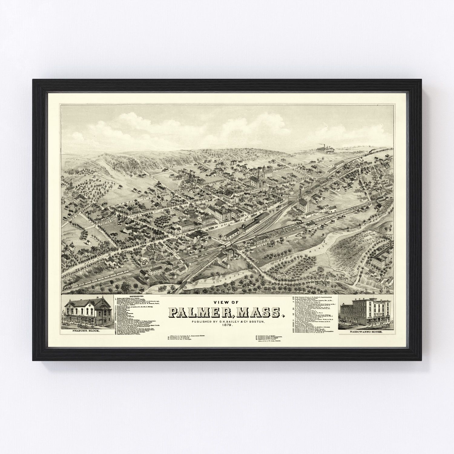 Vintage Map of Palmer, Massachusetts 1879