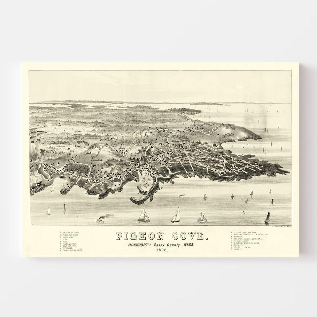 Vintage Map of Pigeon Cove, Massachusetts 1886