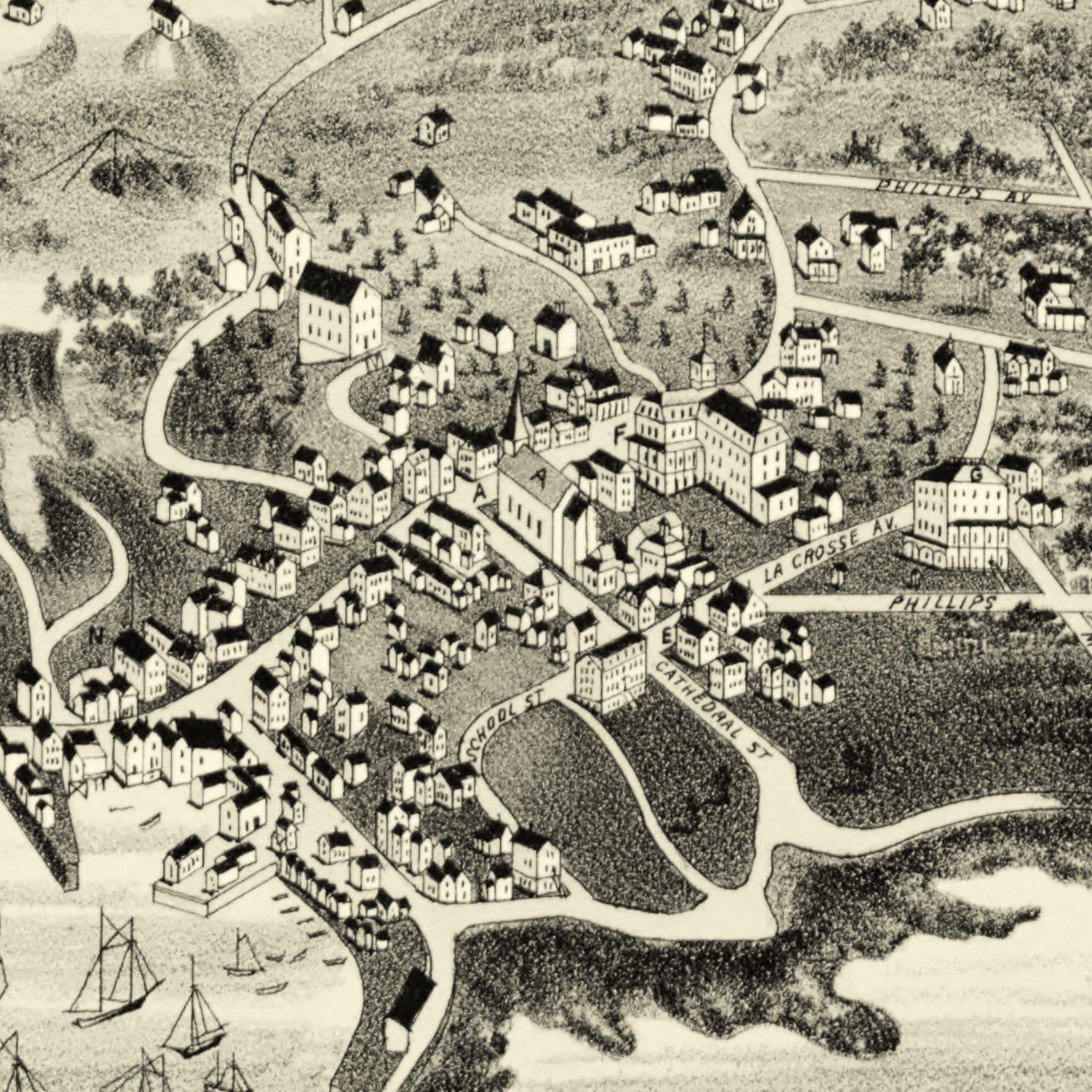 Vintage Map of Pigeon Cove, Massachusetts 1886