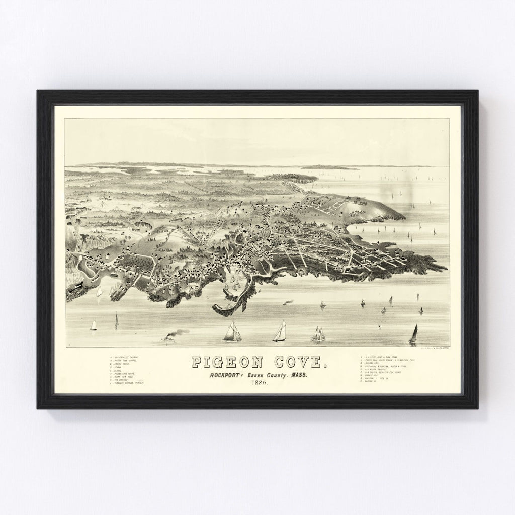 Vintage Map of Pigeon Cove, Massachusetts 1886