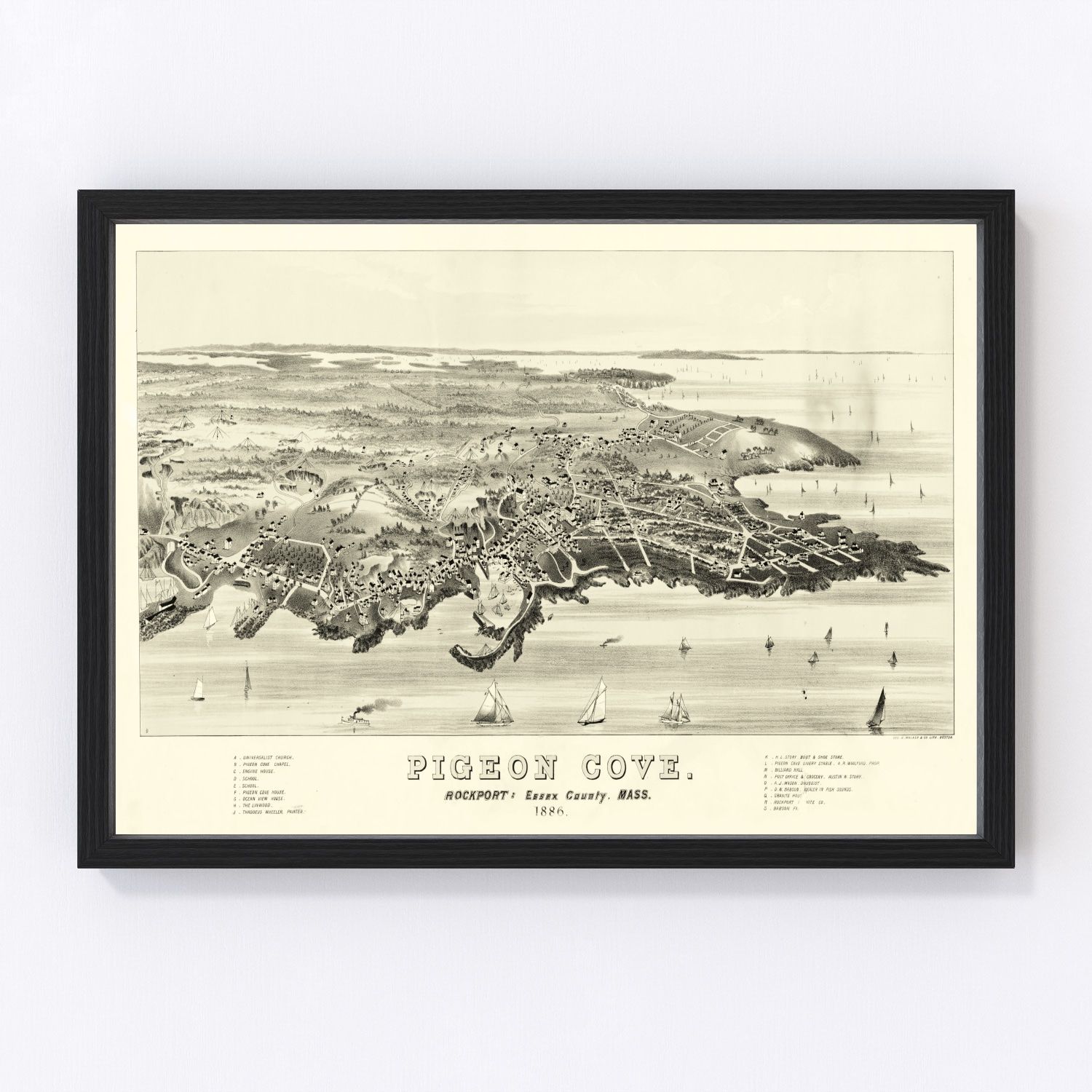 Vintage Map of Pigeon Cove, Massachusetts 1886