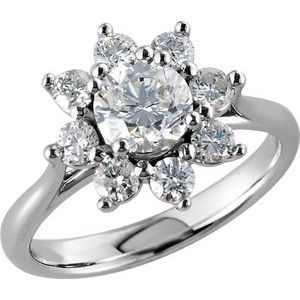 14K White Gold 1 3/4 CTW Natural Diamond Cluster Ring