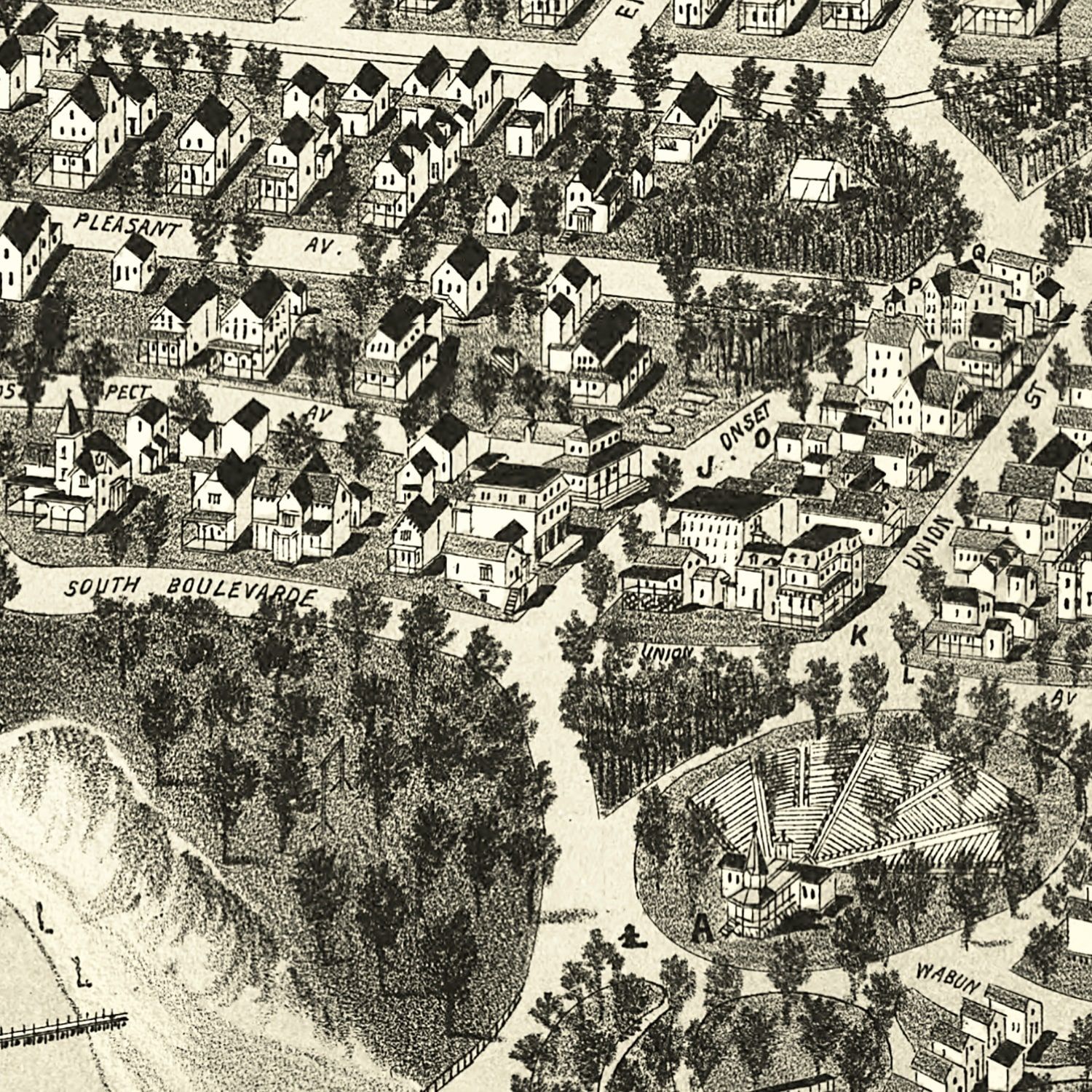 Vintage Map of Onset Bay Grove, Massachusetts 1885