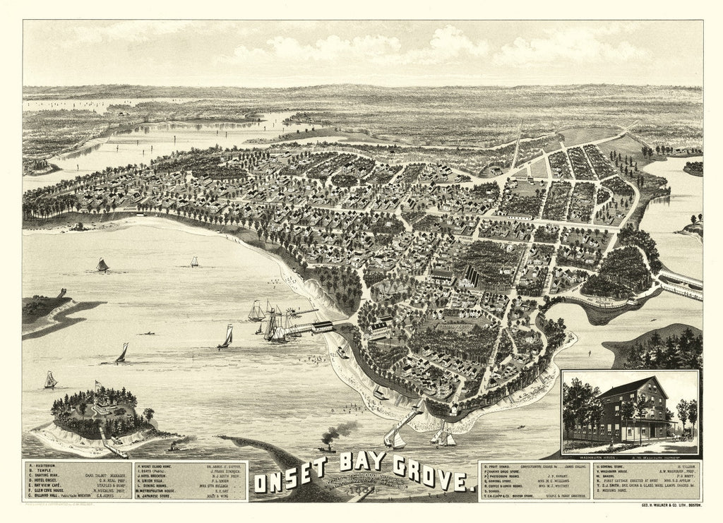 Vintage Map of Onset Bay Grove, Massachusetts 1885