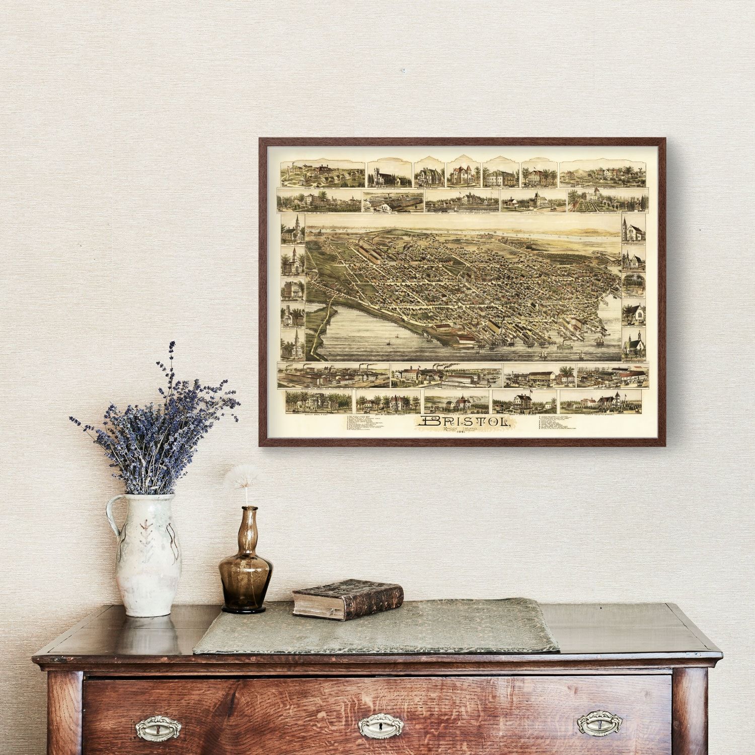 Vintage Map of Bristol, Rhode Island 1891