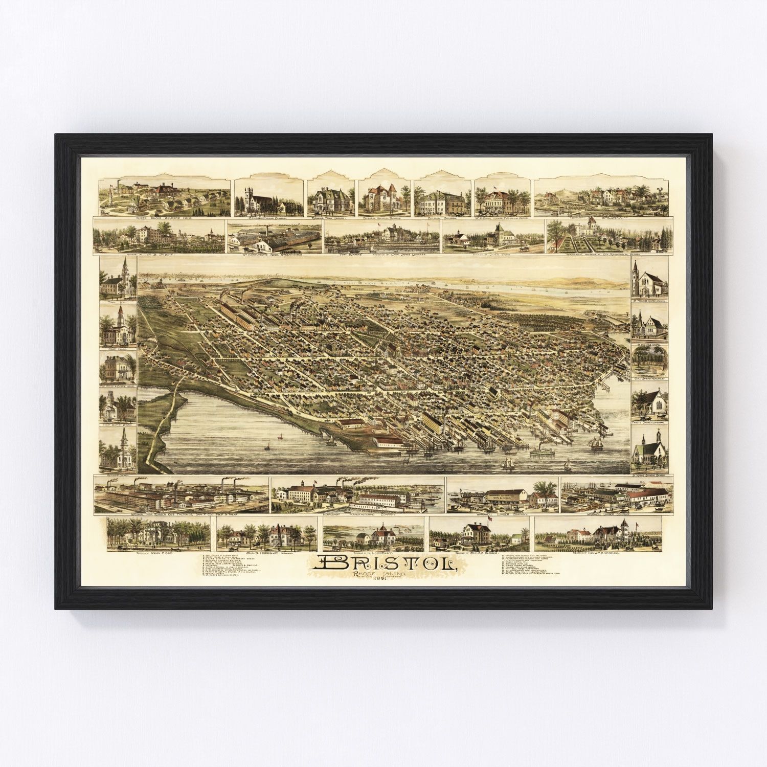 Vintage Map of Bristol, Rhode Island 1891