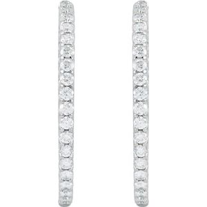 14K White Gold 5 1/8 CTW Natural Diamond Inside-Outside Hinged 42.8 mm Hoop Earrings – image 3