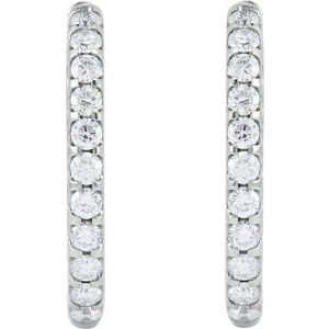 14K White Gold 3 CTW Natural Diamond Inside-Outside Hinged 28.3 mm Hoop Earrings – image 3