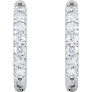14K White Gold 1 1/8 CTW Natural Diamond Inside-Outside Hinged 18.5 mm Hoop Earrings – image 3