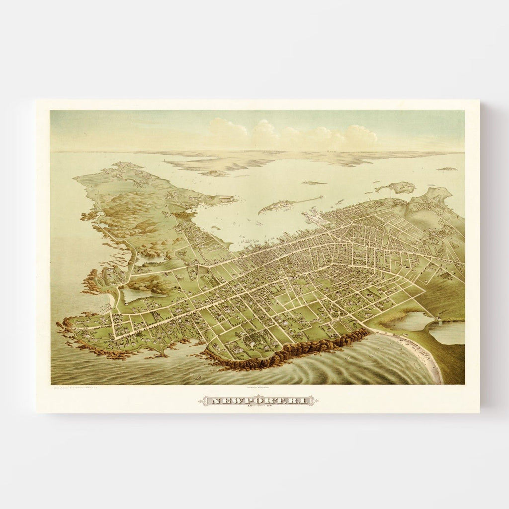 Vintage Map of Newport, Rhode Island 1878
