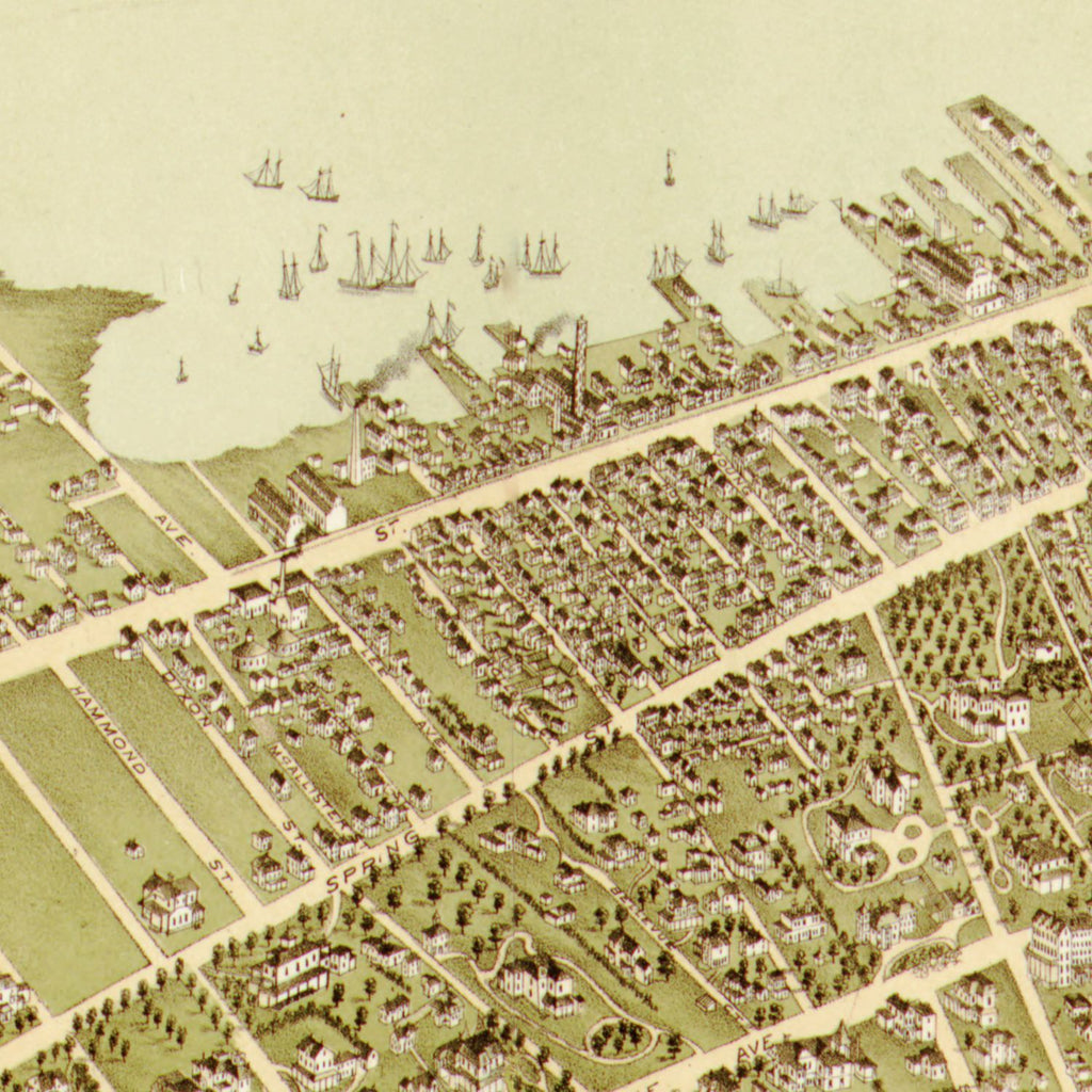 Vintage Map of Newport, Rhode Island 1878