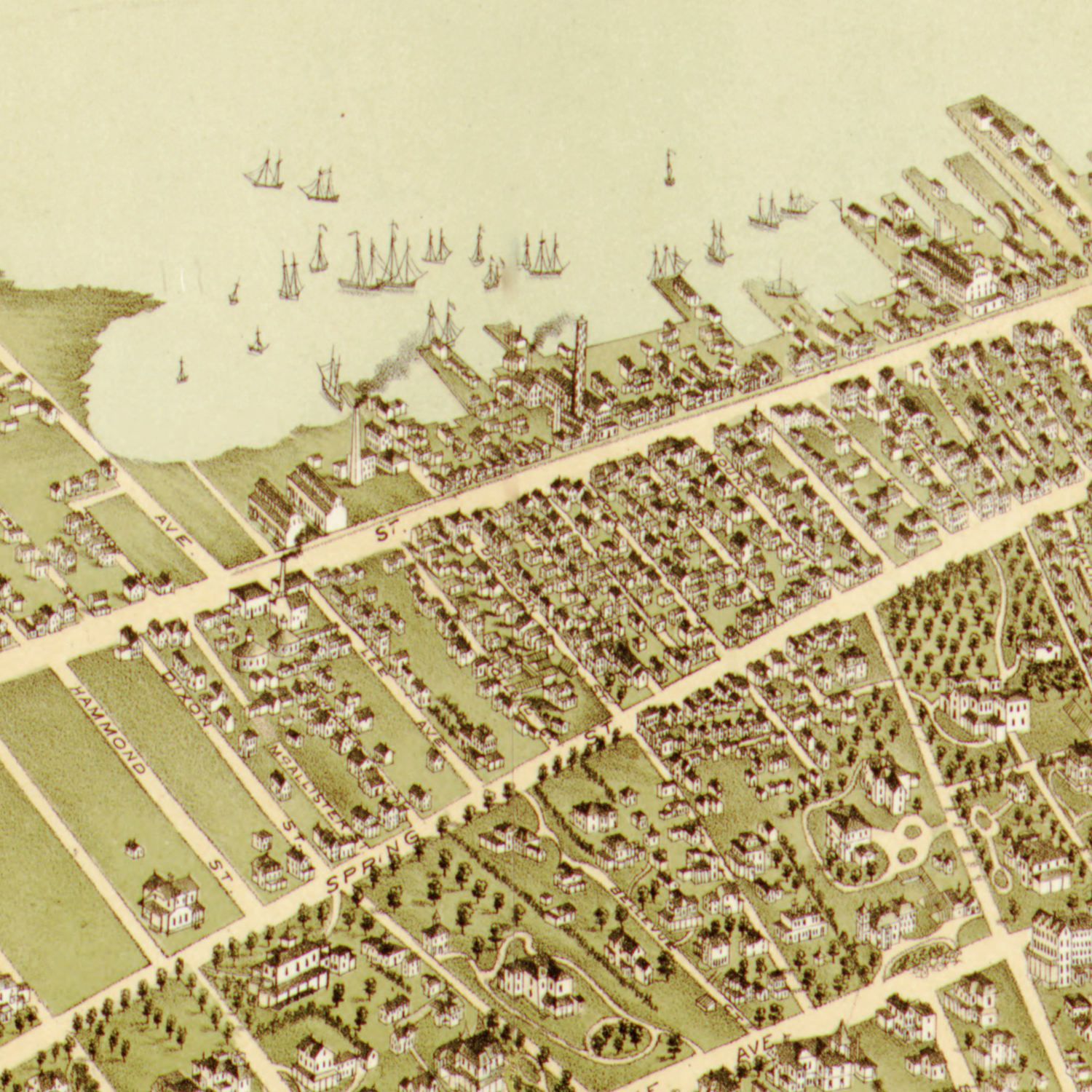 Vintage Map of Newport, Rhode Island 1878