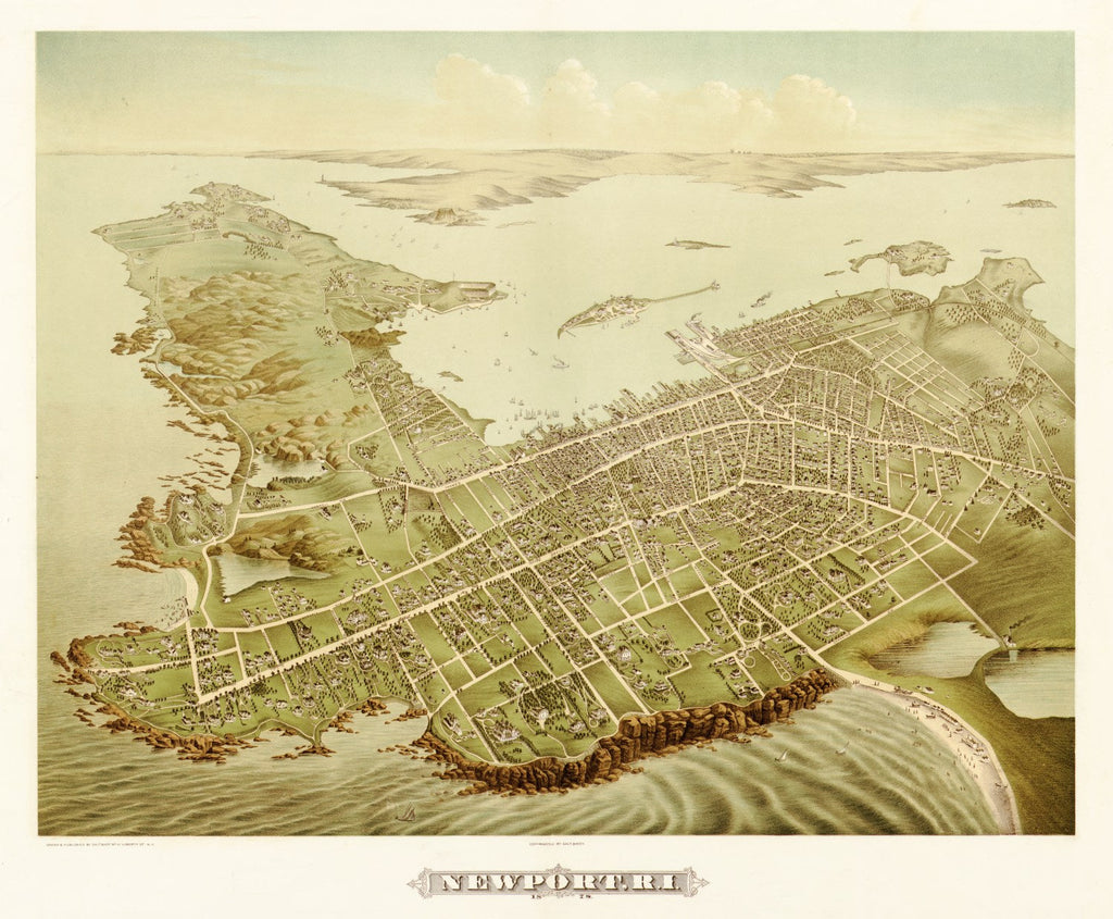 Vintage Map of Newport, Rhode Island 1878