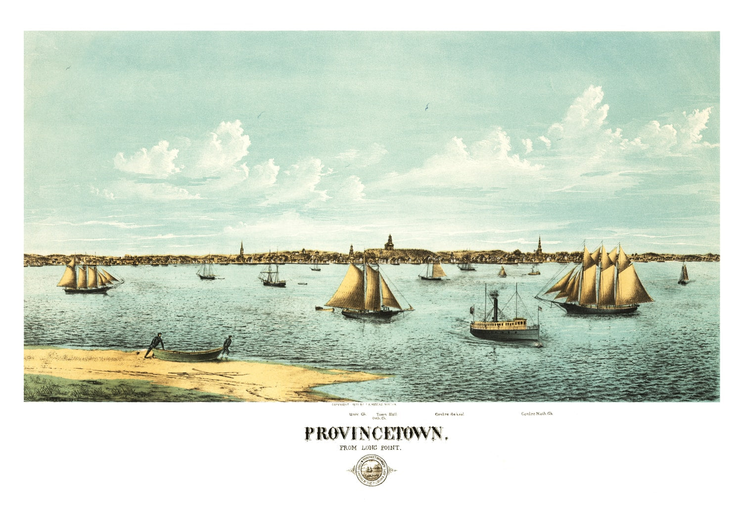 Vintage Map of Provincetown, Massachusetts 1877