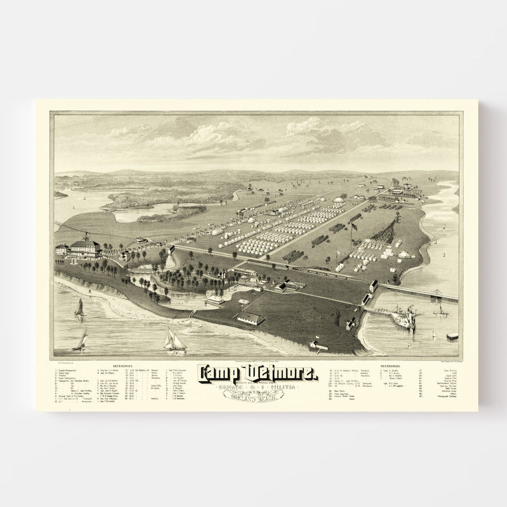 Vintage Map of Camp Wetmore, Rhode Island 1885