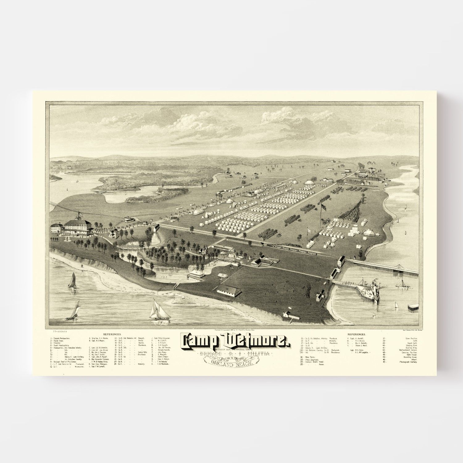 Vintage Map of Camp Wetmore, Rhode Island 1885