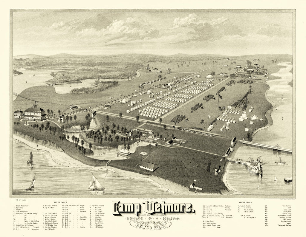 Vintage Map of Camp Wetmore, Rhode Island 1885