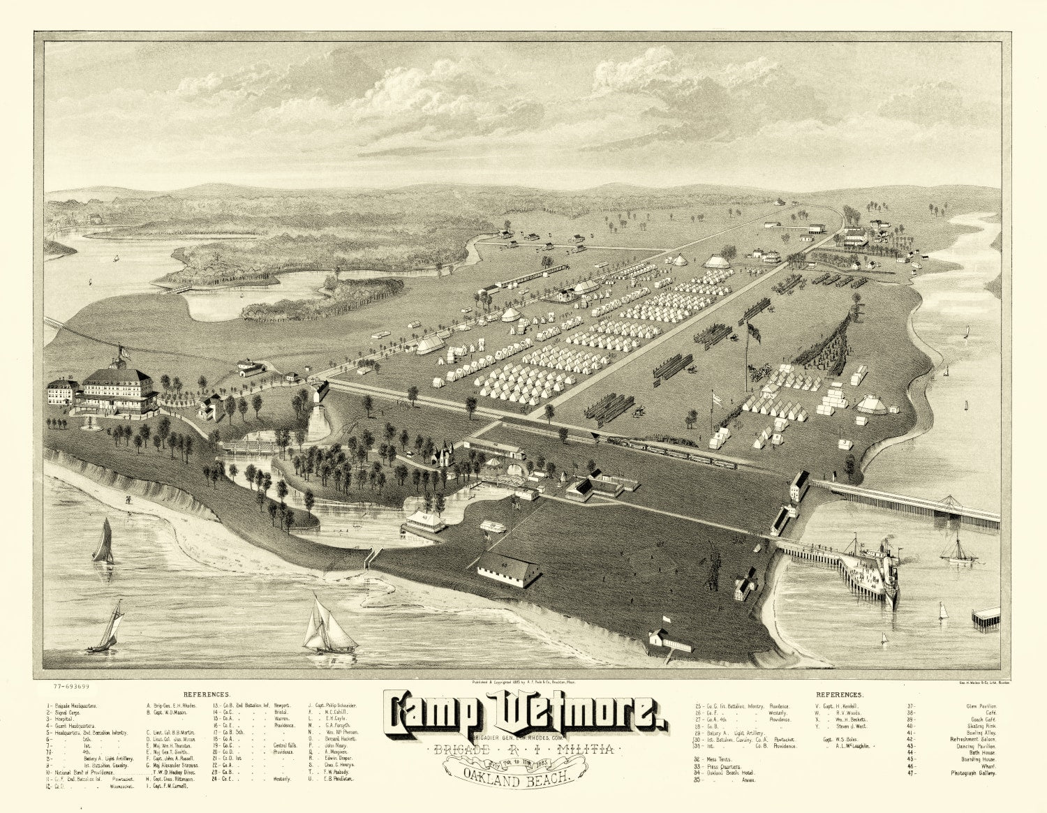 Vintage Map of Camp Wetmore, Rhode Island 1885