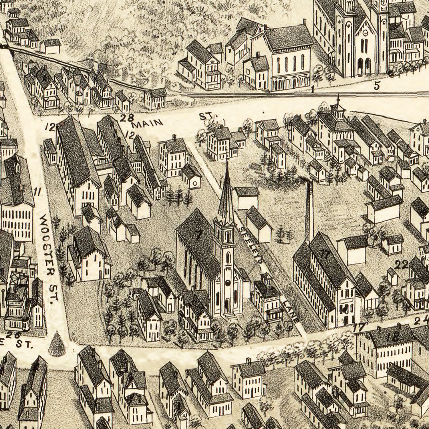 Vintage Map of Bethel, Connecticut 1879