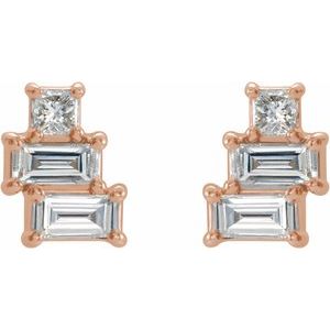 14K Rose Gold 1/4 CTW Natural Diamond Geometric Cluster Earrings