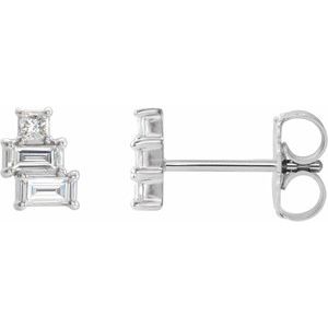 Sterling Silver 1/4 CTW Natural Diamond Geometric Cluster Earrings