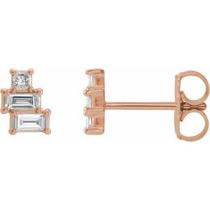 14K Rose Gold 1/4 CTW Natural Diamond Geometric Cluster Earrings