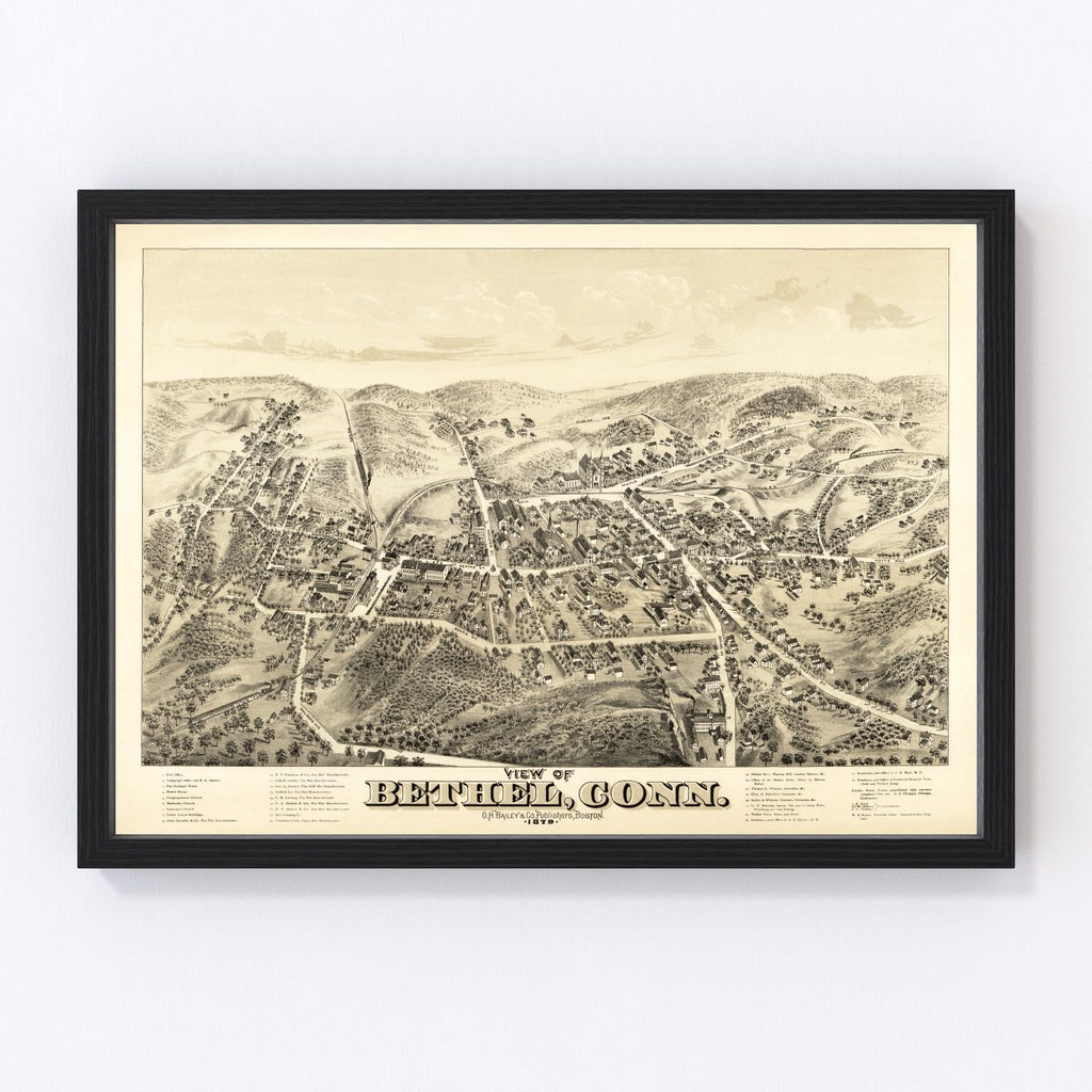 Vintage Map of Bethel, Connecticut 1879