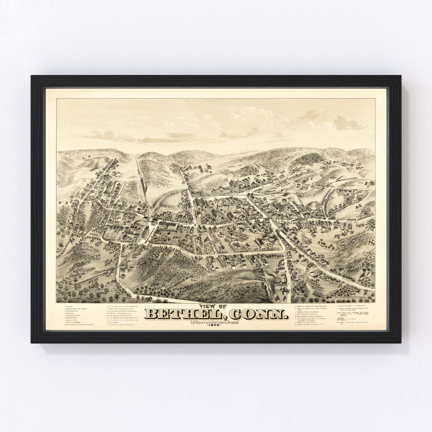 Vintage Map of Bethel, Connecticut 1879