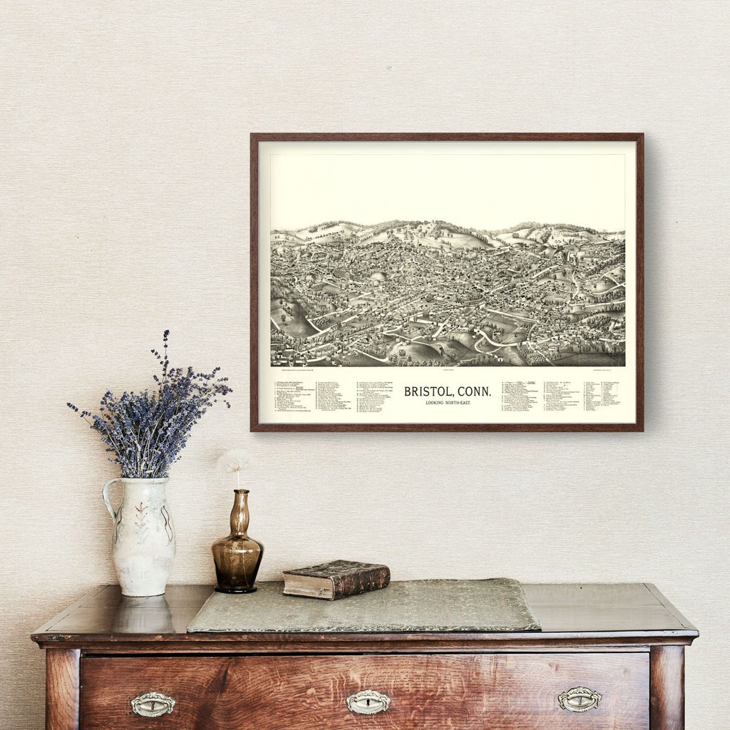 Vintage Map of Bristol, Connecticut 1889