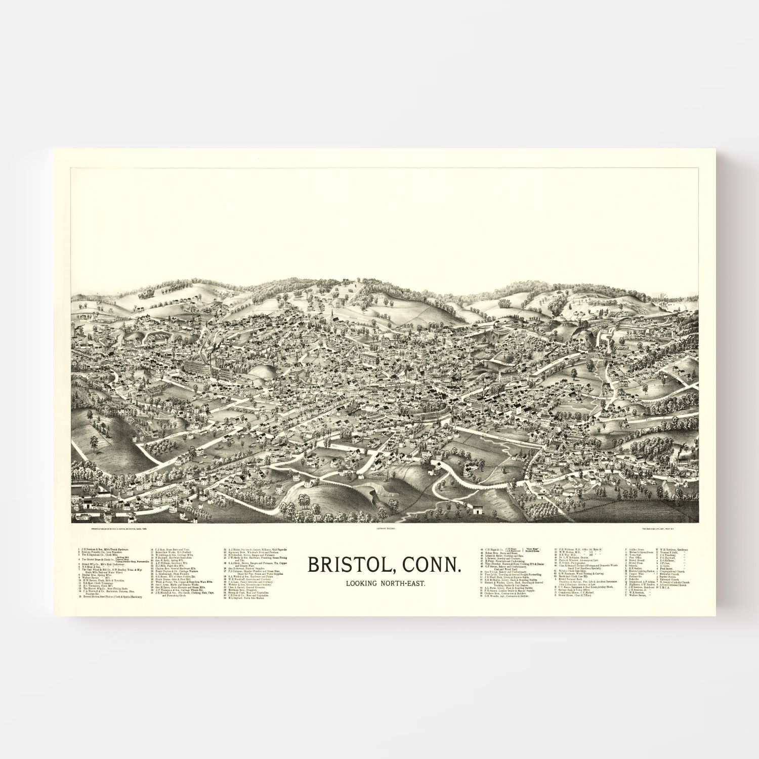 Vintage Map of Bristol, Connecticut 1889