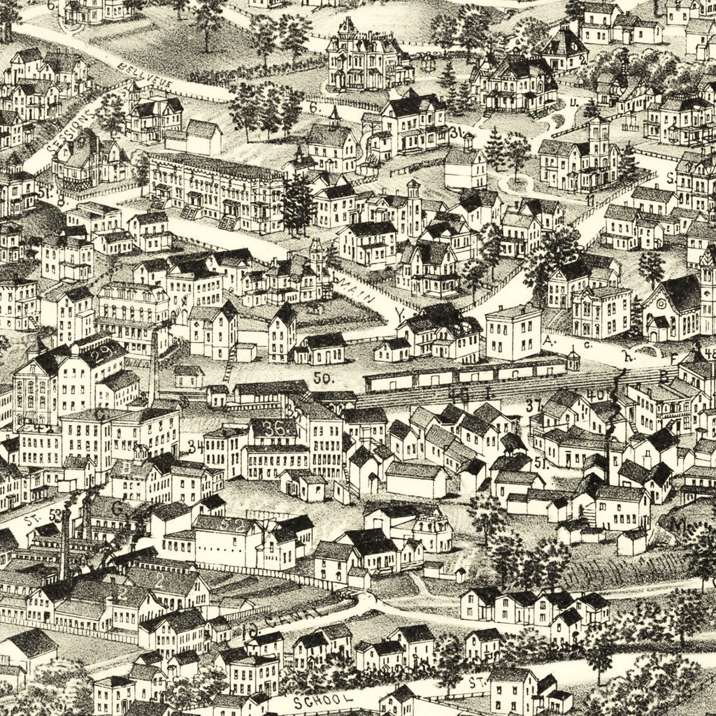 Vintage Map of Bristol, Connecticut 1889