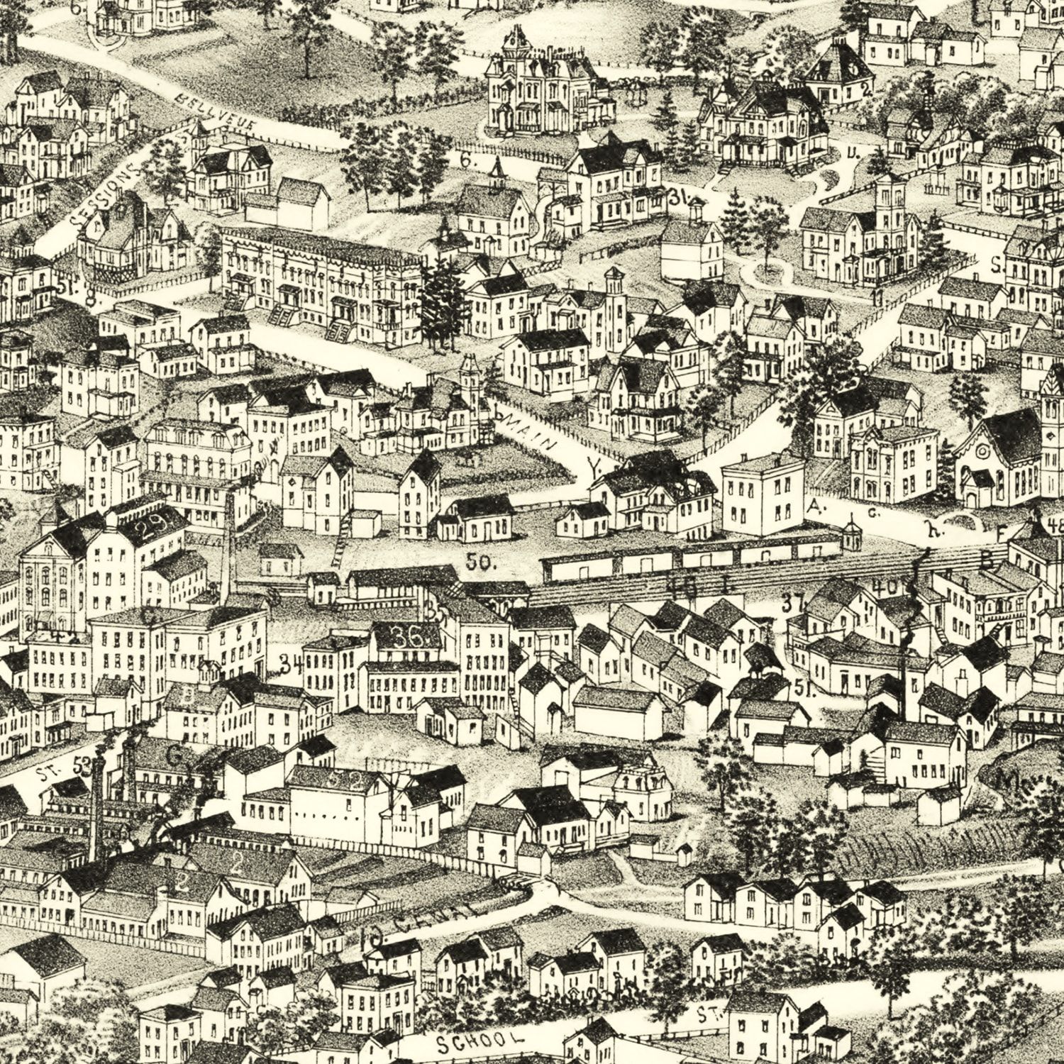 Vintage Map of Bristol, Connecticut 1889