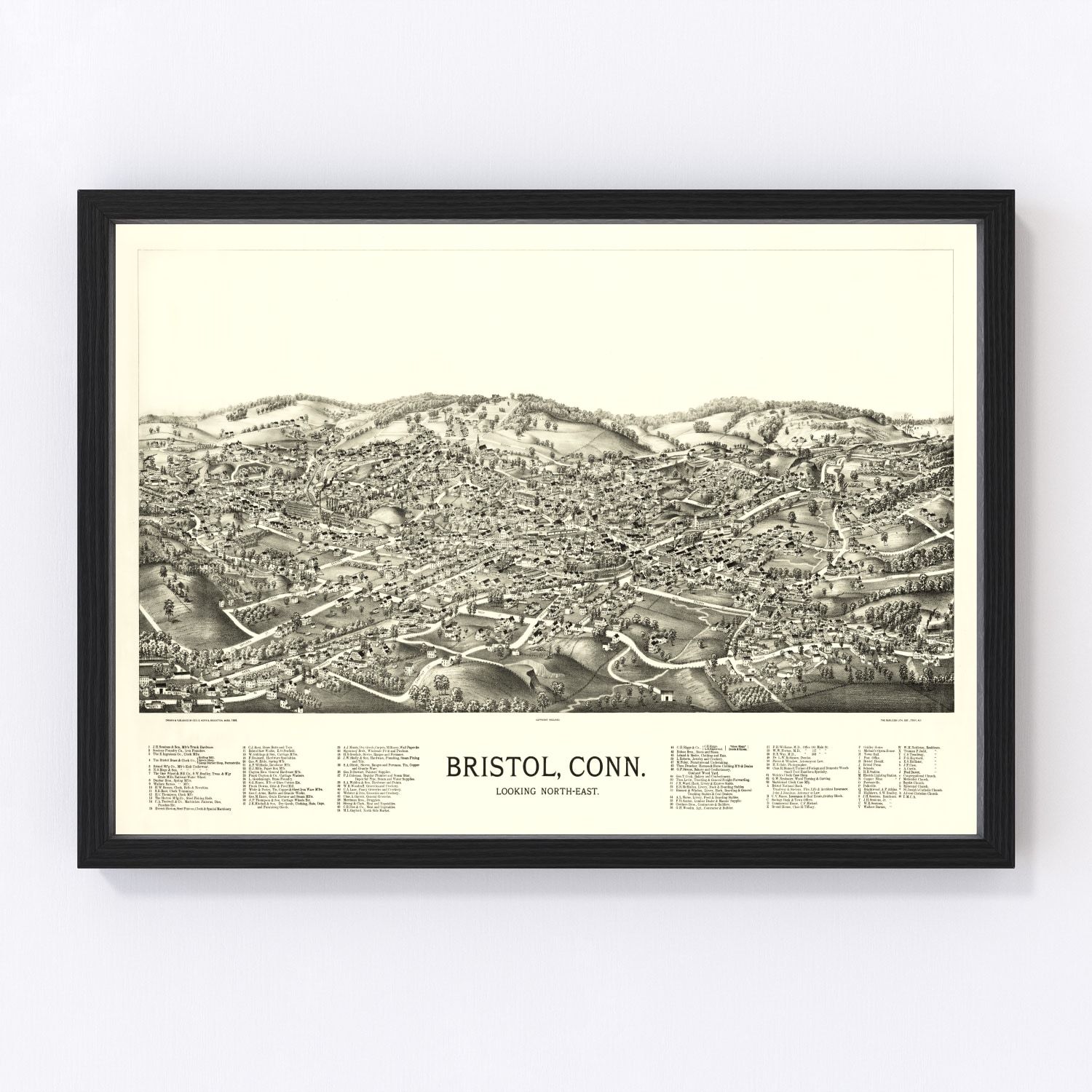 Vintage Map of Bristol, Connecticut 1889