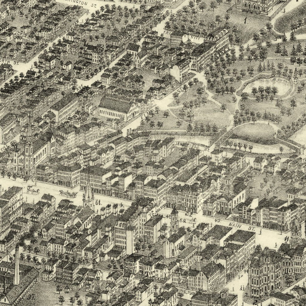 Vintage Map of Hartford, Connecticut 1877