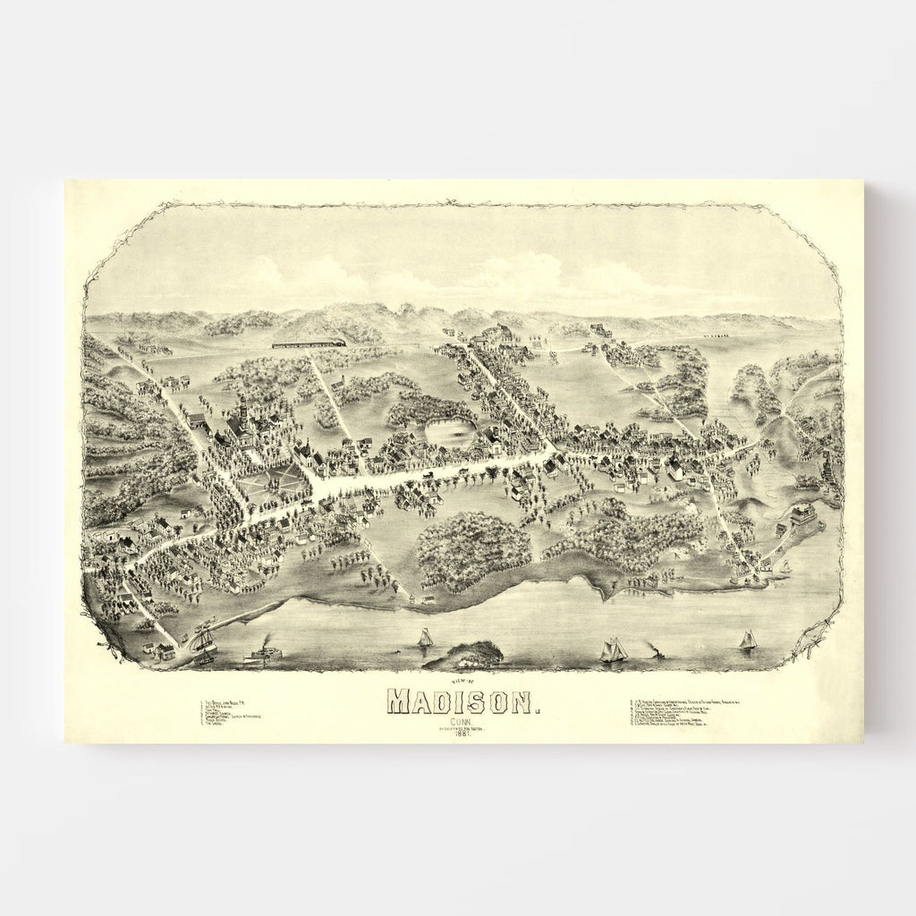 Vintage Map of Madison, Connecticut 1881