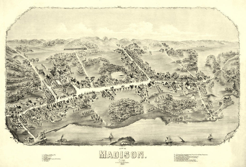 Vintage Map of Madison, Connecticut 1881