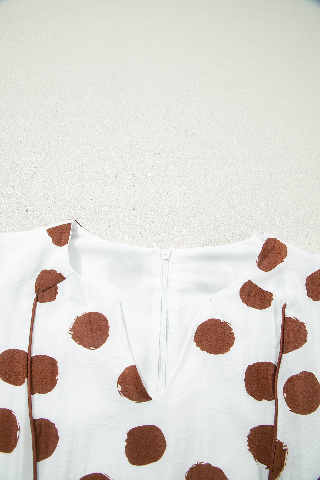 Polka Dot V-Neck Short Sleeve Midi Dress