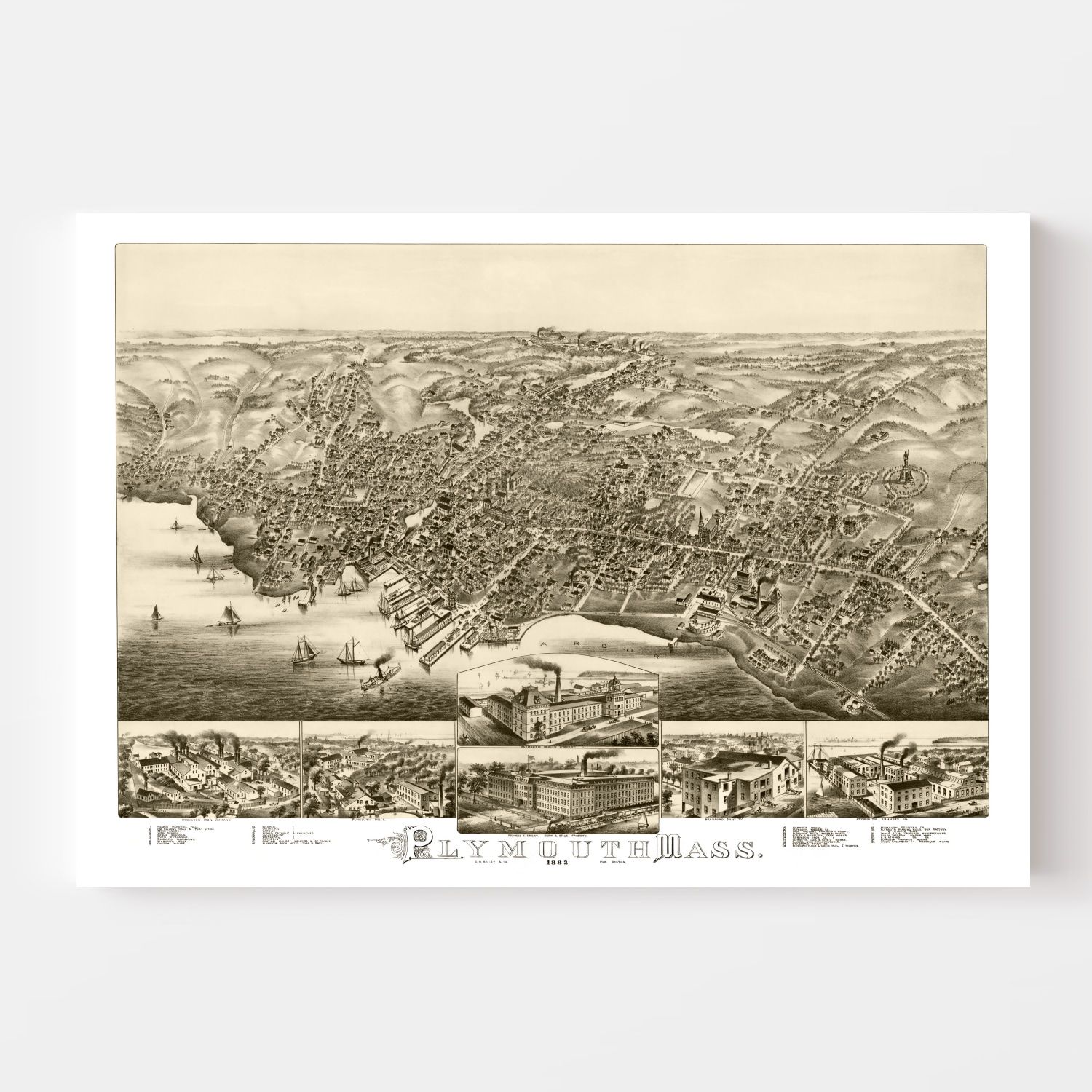 Vintage Map of Plymouth, Massachusetts 1882