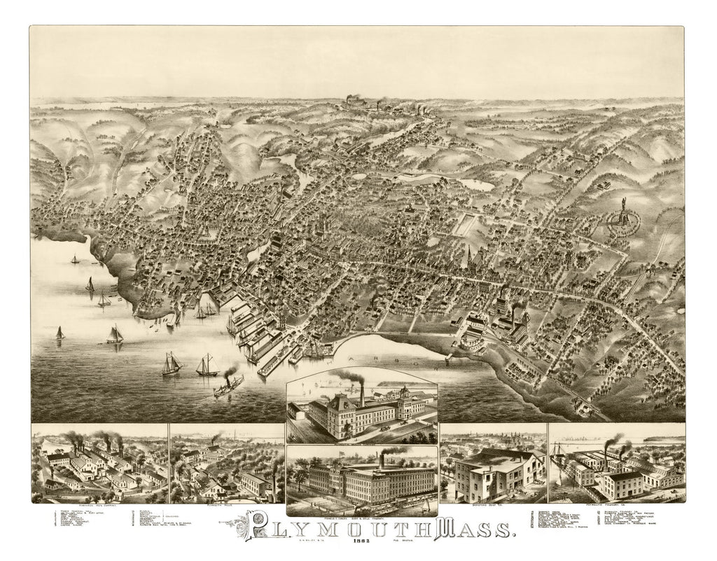 Vintage Map of Plymouth, Massachusetts 1882
